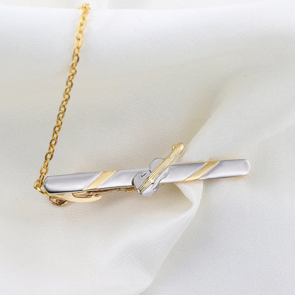 Gold Violin Shape Tie Bar with Chain