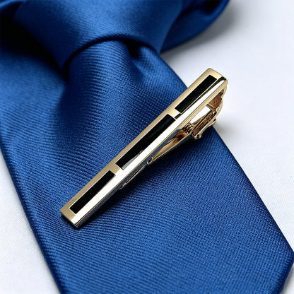 Gold Enamel Wave Pattern Tie Bar