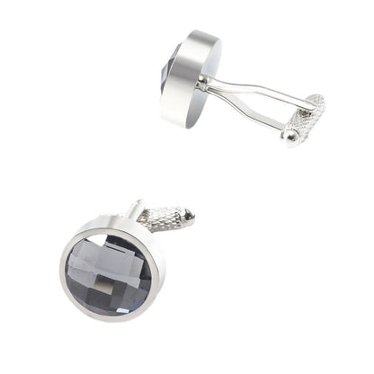Men Round Crystal Glass Copper Cufflinks