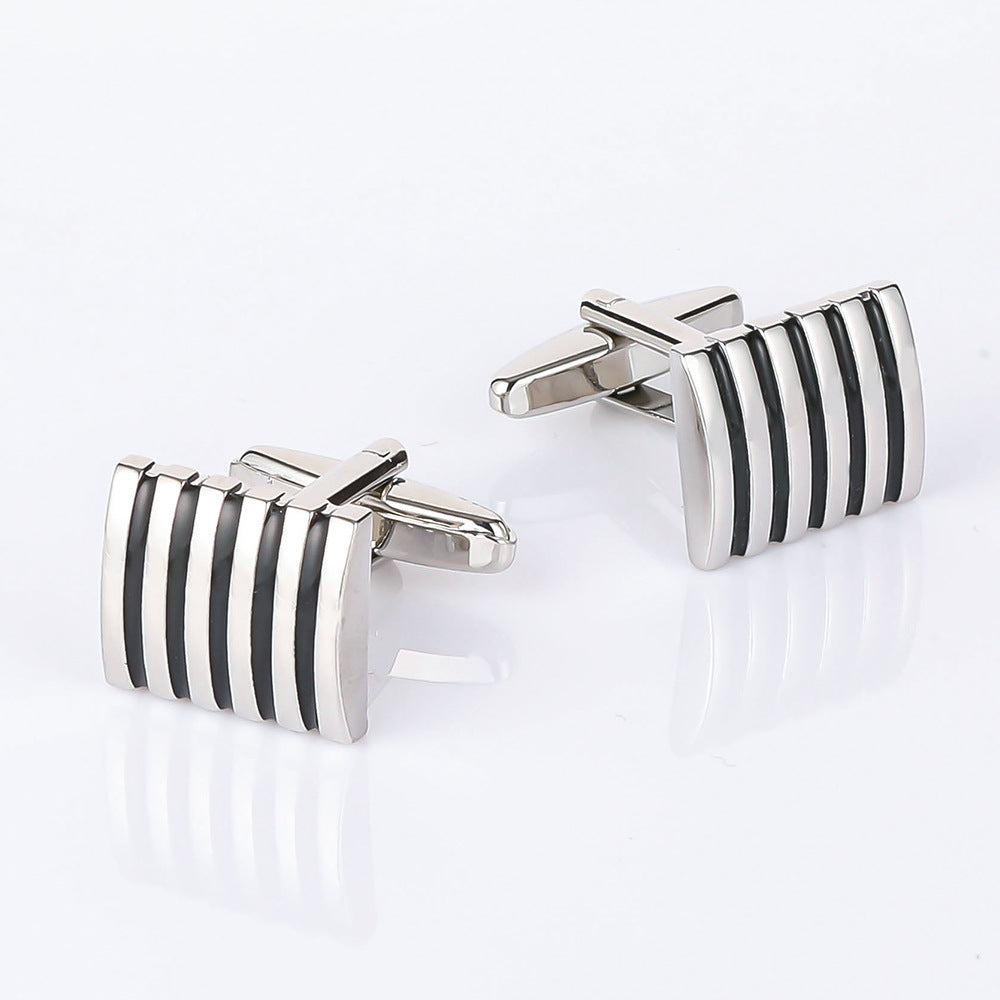 Men Stripe Rectangle Copper Cufflinks