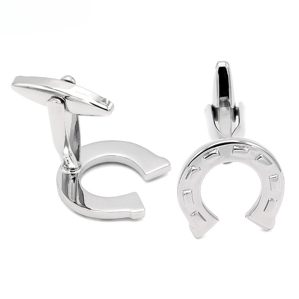 Silver Horseshoe Shape Novelty Cufflinks