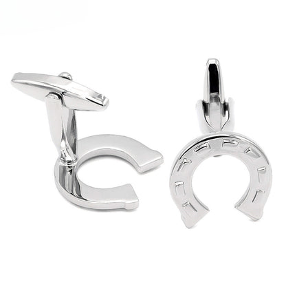 Silver Horseshoe Shape Novelty Cufflinks
