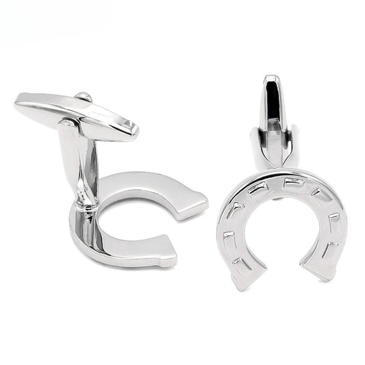 Silver Horseshoe Shape Novelty Cufflinks