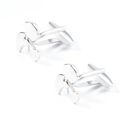 Men Silver Three Blade Propeller Copper Cufflinks